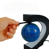 Zwevende wereldbol - magnetisch - LED - 17,5 cm - zwart, blauw