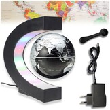 Zwevende wereldbol - magnetisch - LED - 17,5 cm - zwart