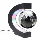 Zwevende wereldbol - magnetisch - LED - 17,5 cm - zwart