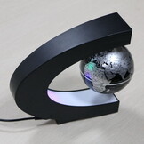 Zwevende wereldbol - magnetisch - LED - 17,5 cm - zwart