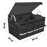 Kofferbak organiser - 58x35x30 cm - opvouwbaar - zwart