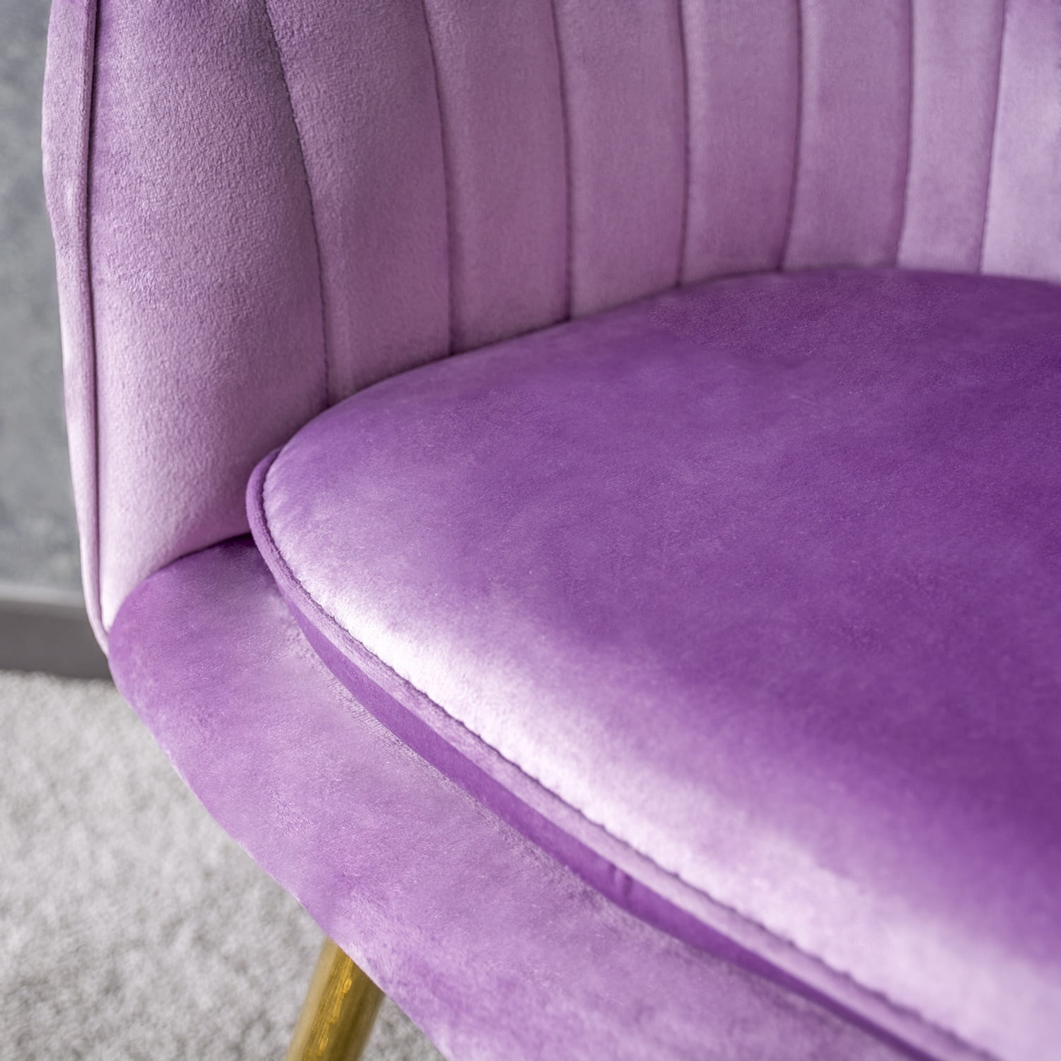 Velvet stoel - 58x59x87cm - roze - met gouden poten