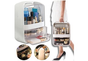 Make up koffer - 36x26x17cm - met lades - wit