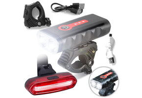 Fietsverlichting - voorlicht en achterlicht - LED - zwart