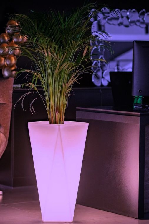 Bloempot VASO - 32x25x72cm - met LED verlichting - wit