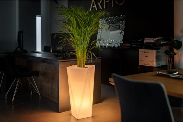 Bloempot VASO - 32x25x72cm - met LED verlichting - wit
