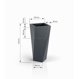 Bloempot VASO - 32x25x72cm - met LED verlichting - wit