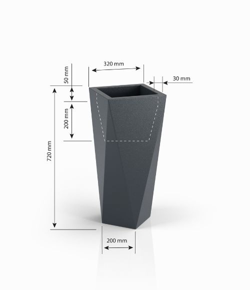 Bloempot VASO - 32x25x72cm - met LED verlichting - wit