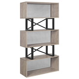 Boekenkast - boekenrek - 80x30x149cm - loftstijl - grijs zwart