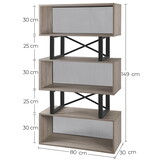 Boekenkast - boekenrek - 80x30x149cm - loftstijl - grijs zwart