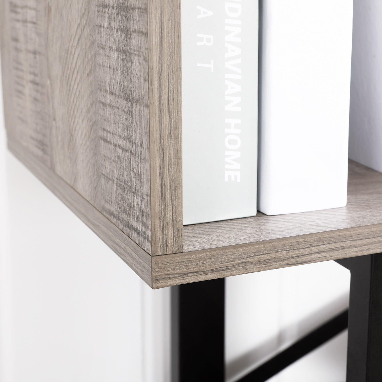Boekenkast - boekenrek - 80x30x149cm - loftstijl - grijs zwart
