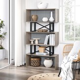 Boekenkast - boekenrek - 80x30x149cm - loftstijl - grijs zwart