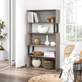 Boekenkast - boekenrek - 80x30x149cm - 5 planken - grijs zwart