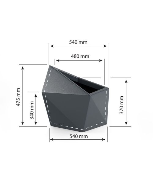 Bloempot ASTRO - 54x34x47,5cm - waterdicht - wit