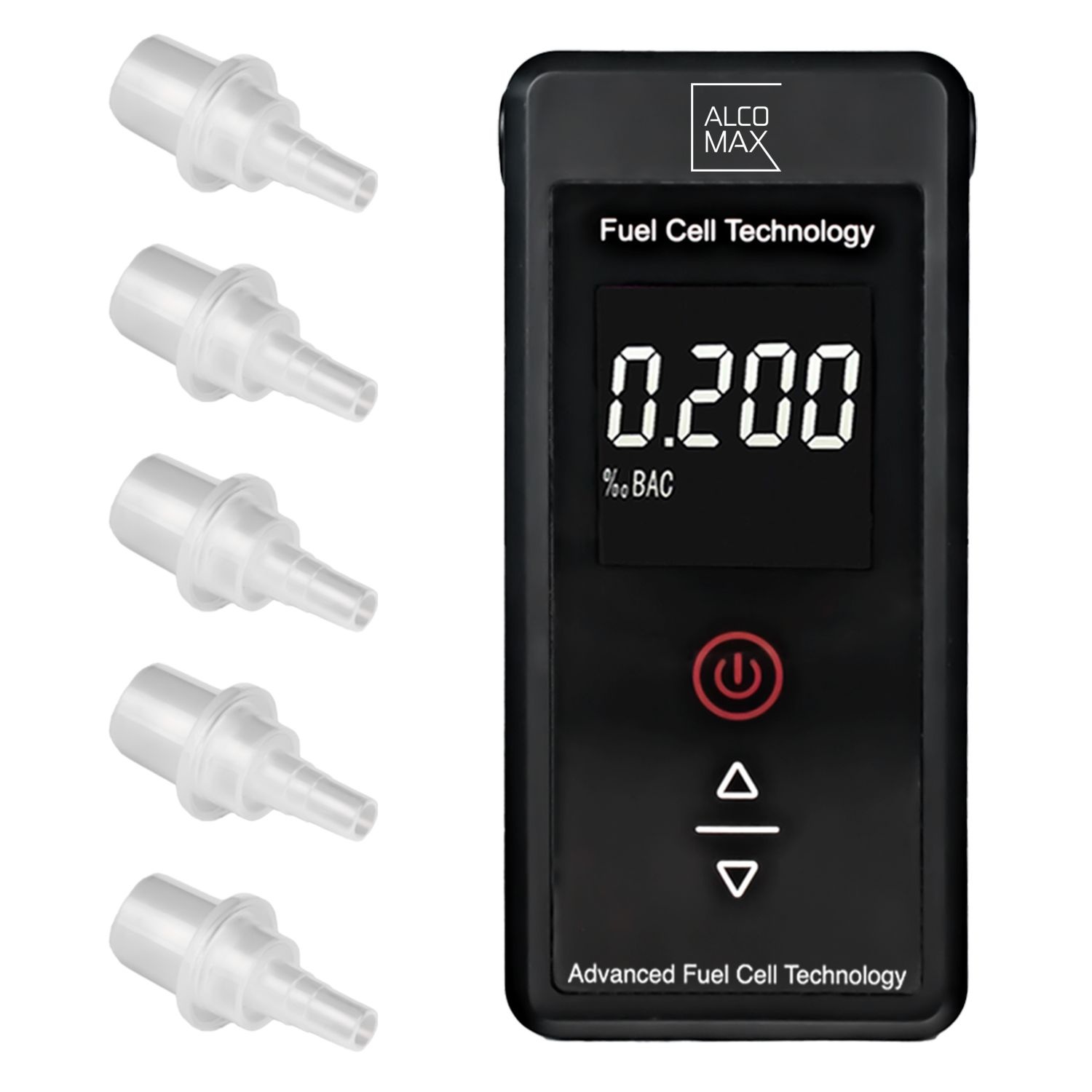 Blaastest alcohol PLATINUM - 5 mondstukken - 0-2‰ - LCD display