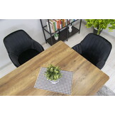 Velvet eetkamerstoel LUGO - met armleuning - zwart