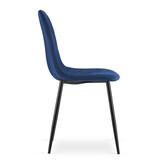 Velvet eetkamerstoel ASTI - set van 4 eetstoelen - marineblauw