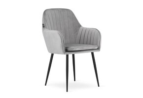 Velvet eetkamerstoel LUGO - met armleuning - zilvergrijs