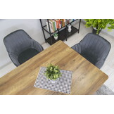 Velvet eetkamerstoel LUGO - met armleuning - donkergrijs