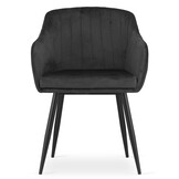 Velvet eetkamerstoel DAXO - met armleuning - set van 2 - zwart