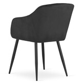 Velvet eetkamerstoel DAXO - met armleuning - set van 2 - zwart