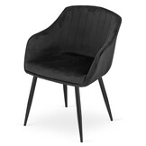 Velvet eetkamerstoel DAXO - met armleuning - set van 2 - zwart