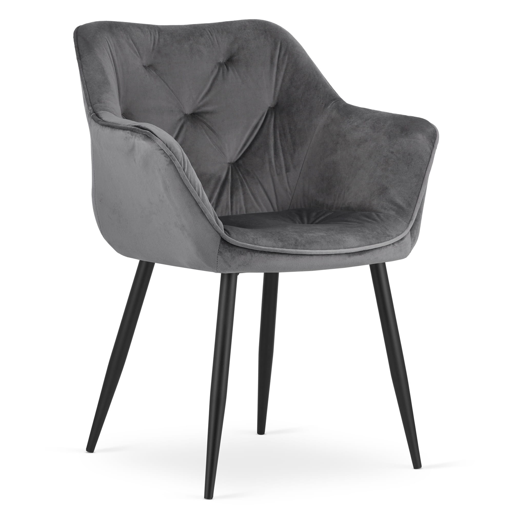 Velvet eetkamerstoel MADERA - met armleuning - 2 stuks - grijs