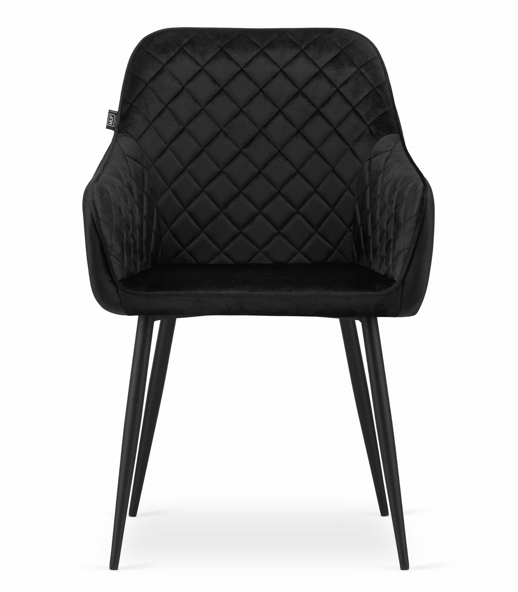 Velvet eetkamerstoel NUGAT - met armleuning - zwart - set van 2