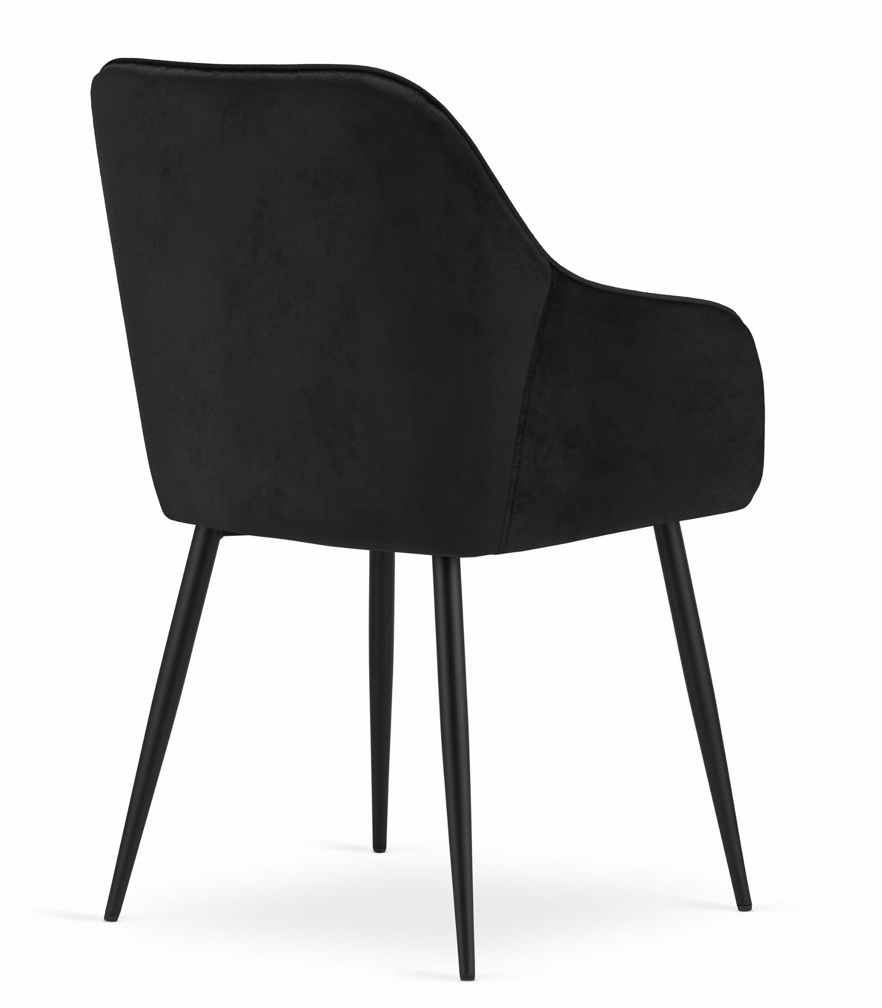Velvet eetkamerstoel NUGAT - met armleuning - zwart - set van 2