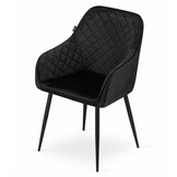 Velvet eetkamerstoel NUGAT - met armleuning - zwart - set van 2