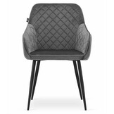 Velvet eetkamerstoel NUGAT - met armleuning - grijs - set van 2