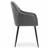 Velvet eetkamerstoel NUGAT - met armleuning - grijs - set van 2