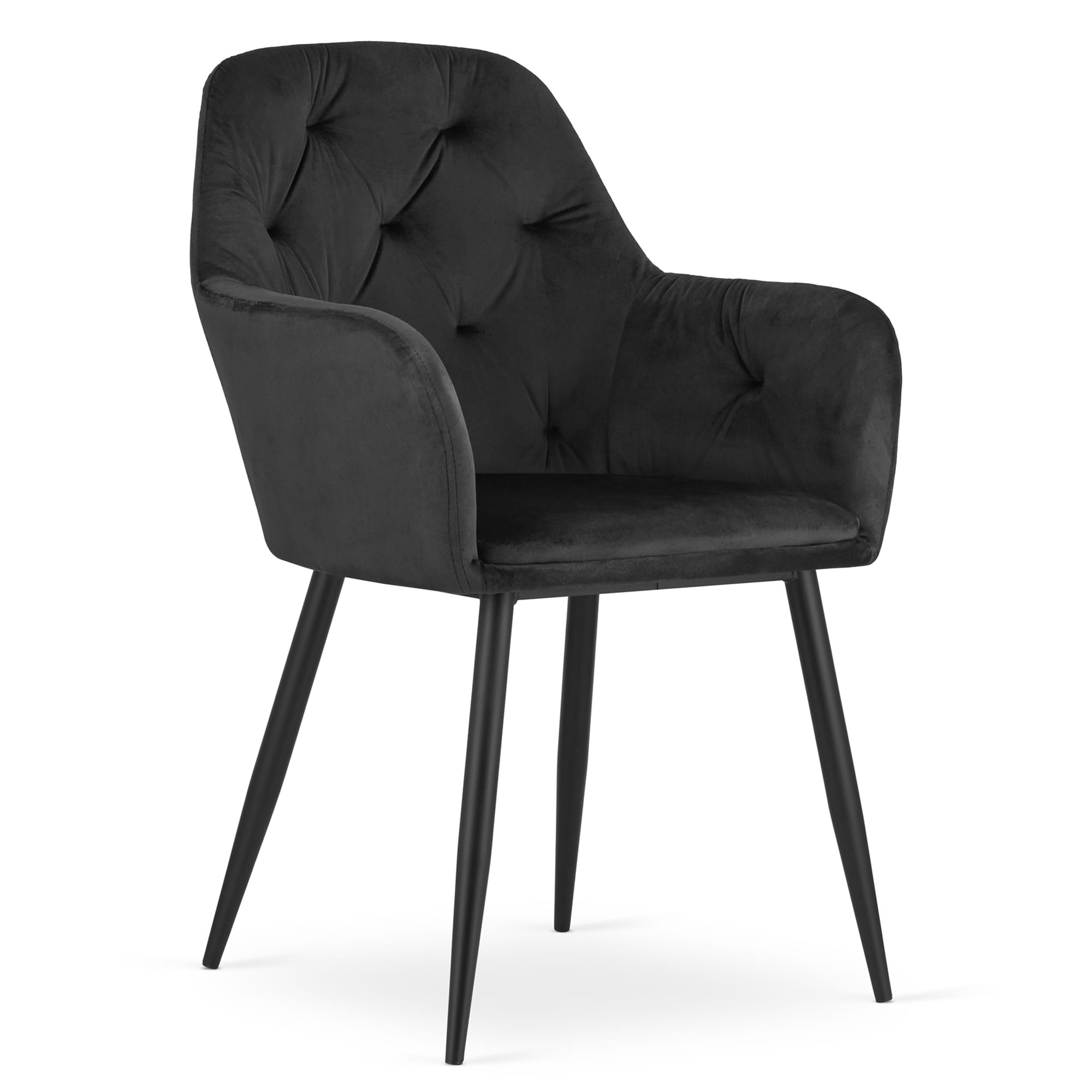 Velvet eetkamerstoel DAKAR - met armleuning - set van 2 - zwart