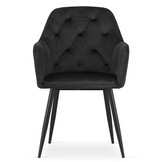 Velvet eetkamerstoel DAKAR - met armleuning - set van 2 - zwart