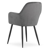 Velvet eetkamerstoel DAKAR - set van 2 - met armleuning - grijs