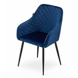 Velvet eetkamerstoel NUGAT - met armleuning - blauw - set van 2