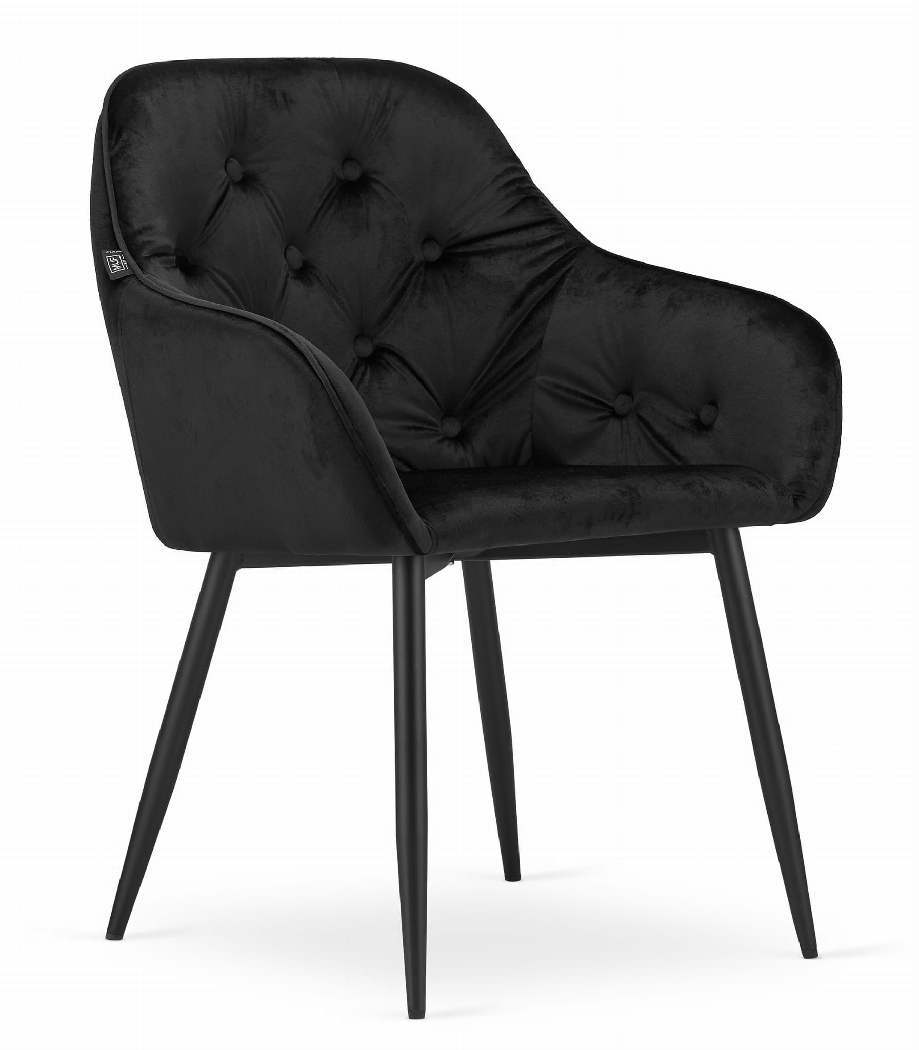 Velvet eetkamerstoel FORIO - met armleuning - set van 2 - zwart