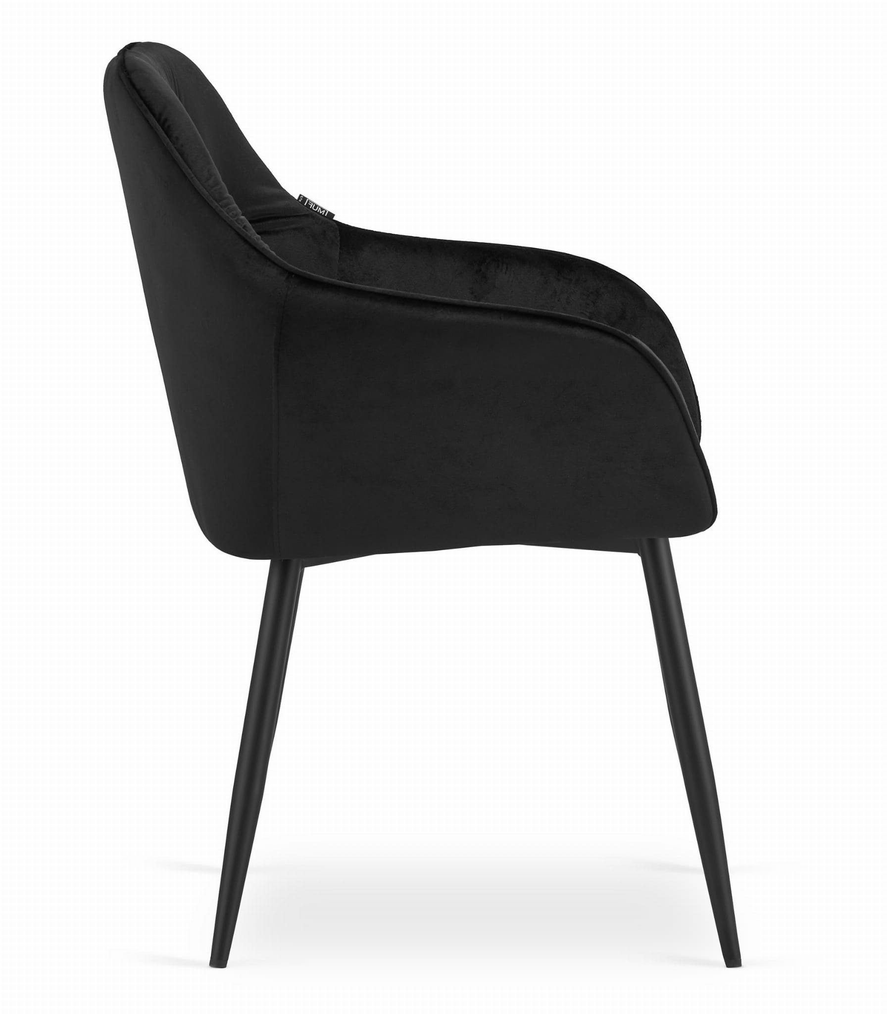 Velvet eetkamerstoel FORIO - met armleuning - set van 2 - zwart