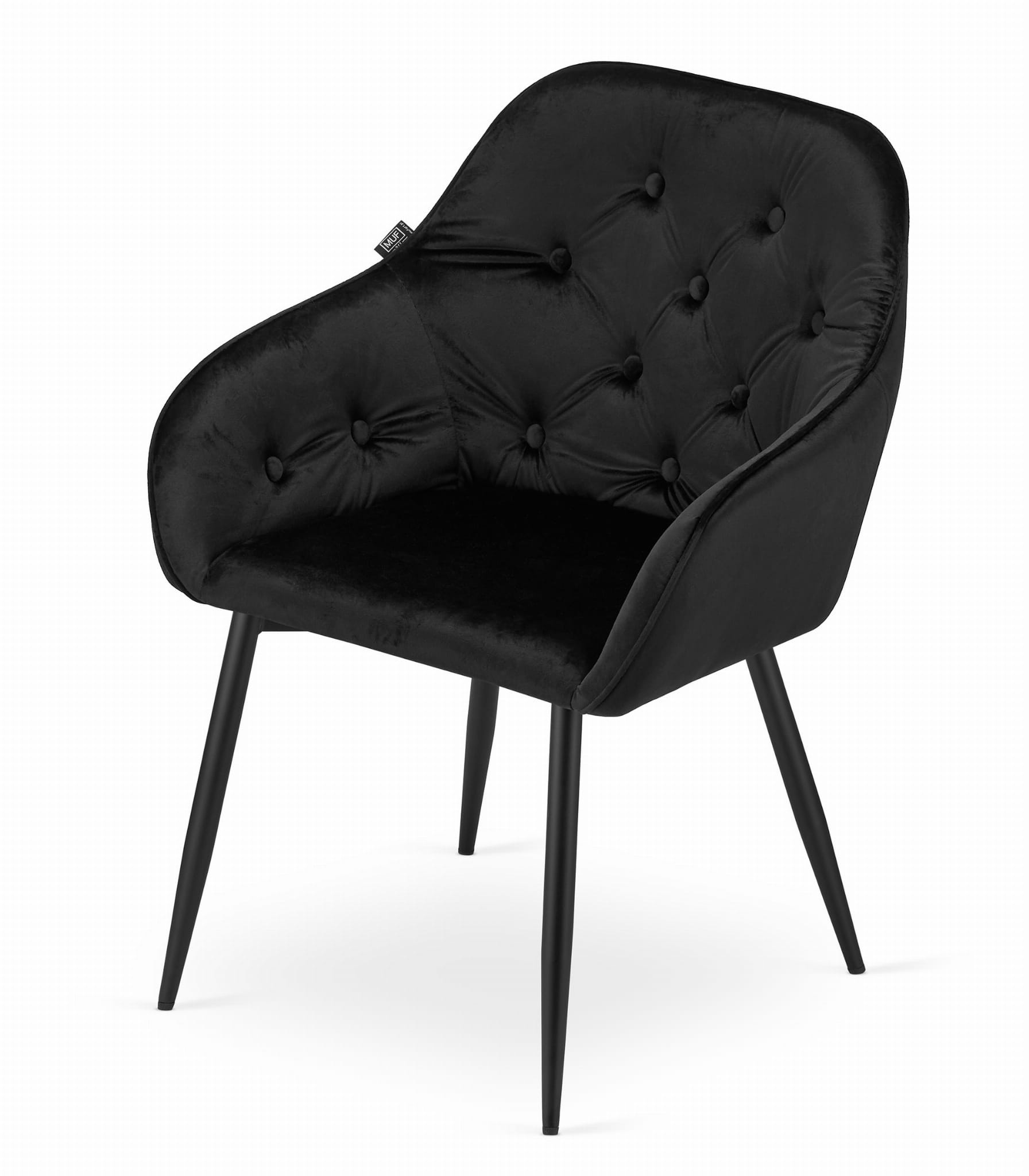Velvet eetkamerstoel FORIO - met armleuning - set van 2 - zwart