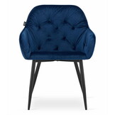 Velvet eetkamerstoel FORIO - met armleuning - set van 2 - blauw