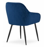Velvet eetkamerstoel FORIO - met armleuning - set van 2 - blauw