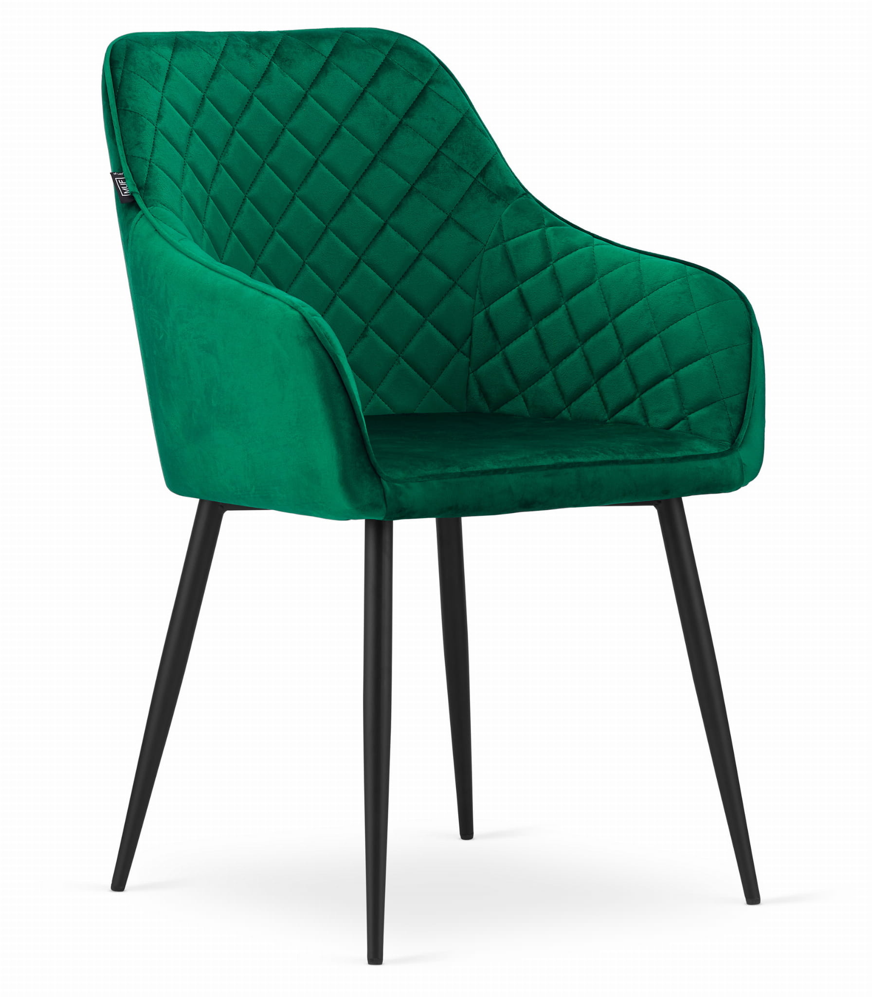 Velvet eetkamerstoel NUGAT - met armleuning - groen - set van 2