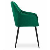 Velvet eetkamerstoel NUGAT - met armleuning - groen - set van 2