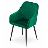 Velvet eetkamerstoel NUGAT - met armleuning - groen - set van 2