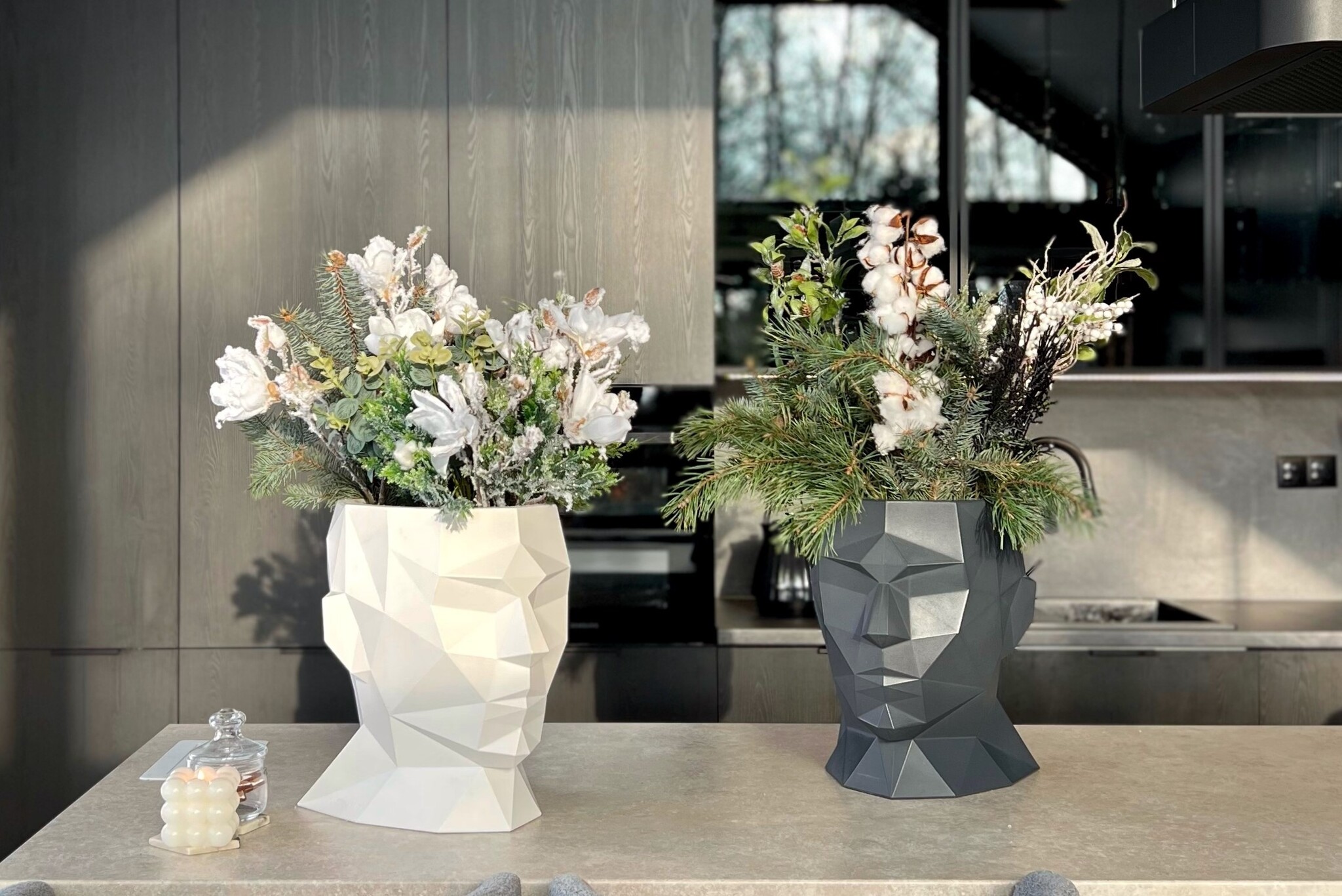 Bloempot - Adonis - 39x25x40cm - polyethyleen - antraciet