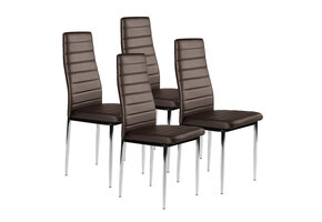 Eetkamerstoelen - set van 4 eettafel stoelen - eco-leer - bruin