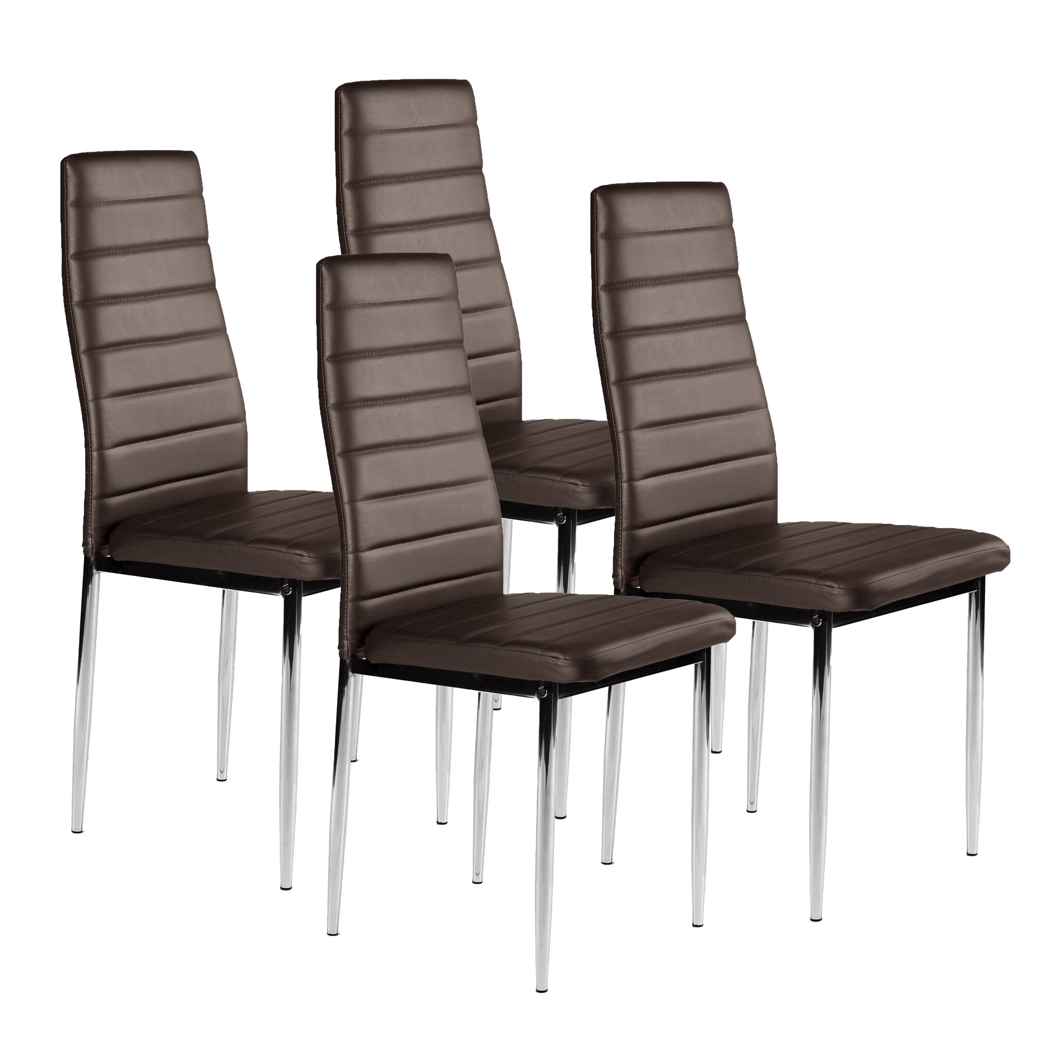 Eetkamerstoelen - set van 4 eettafel stoelen - eco-leer - bruin