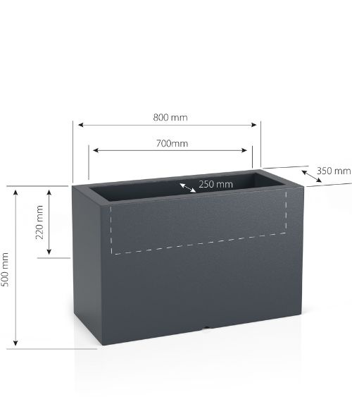 Plantenbak LUNGO MAXI - 80x35x50cm - wit