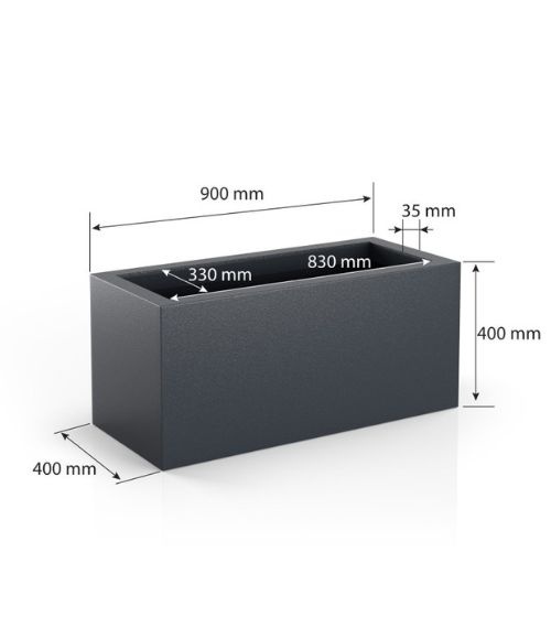 Plantenbak LONG - voor binnen & buiten - 90x40x40cm - antraciet