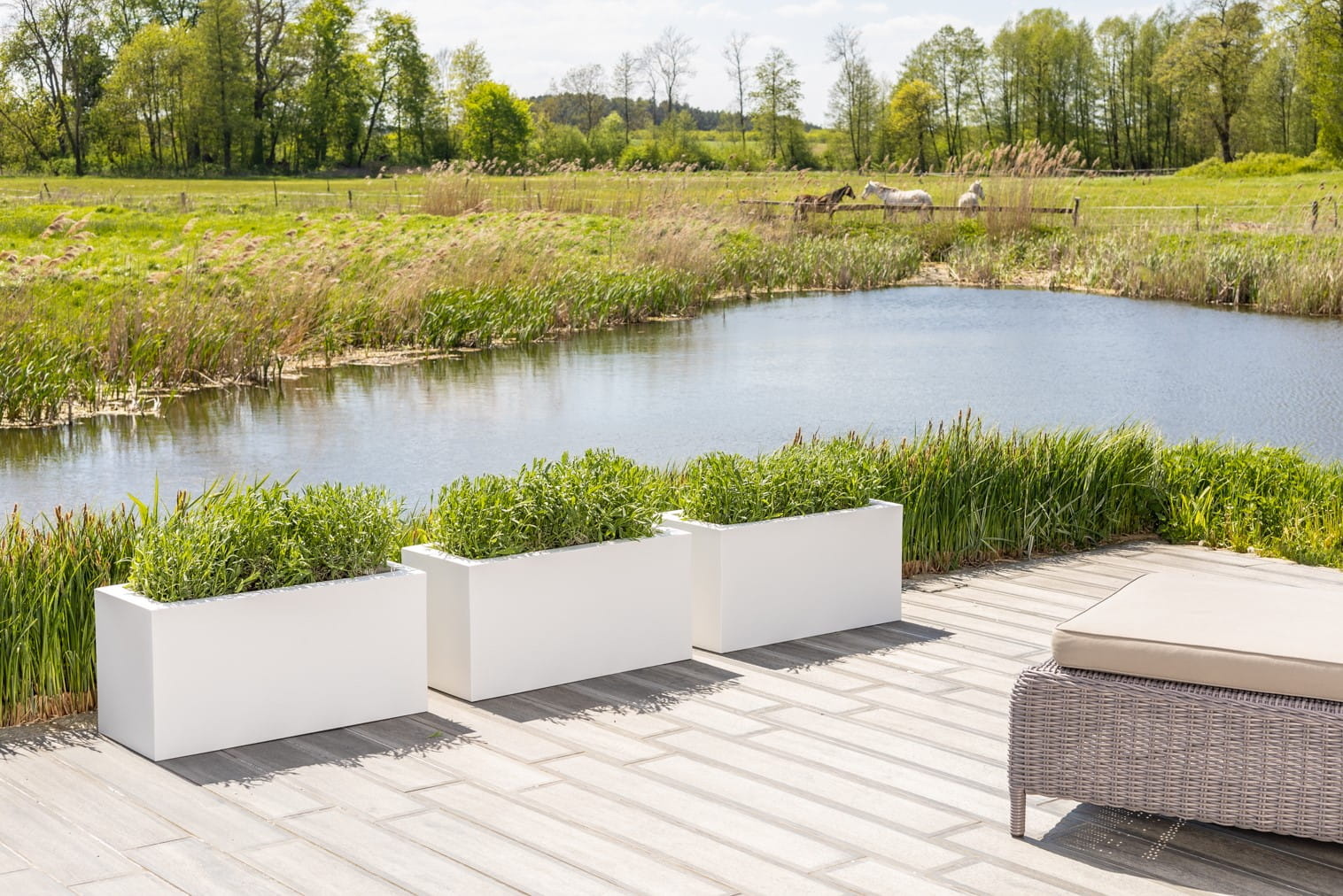 Plantenbak LUNGO - binnen en buiten - 75x35x38cm - wit